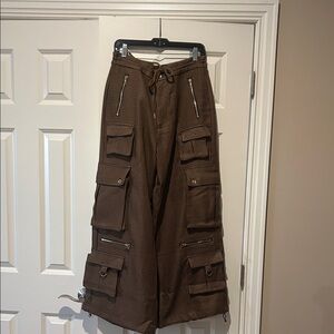 Cynthia Rowley Brown Checkered Wide Leg Pants